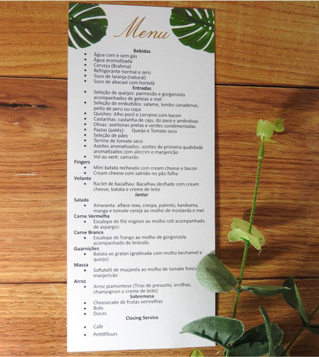10 Menus para festa 10x23cm