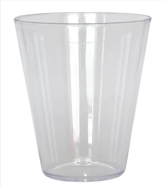 100 Copos Acrílico 300ml Lavável Descartável Cristal