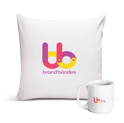 58000-Kit Almofada e Caneca Cerâmica 300 ml Personalizada