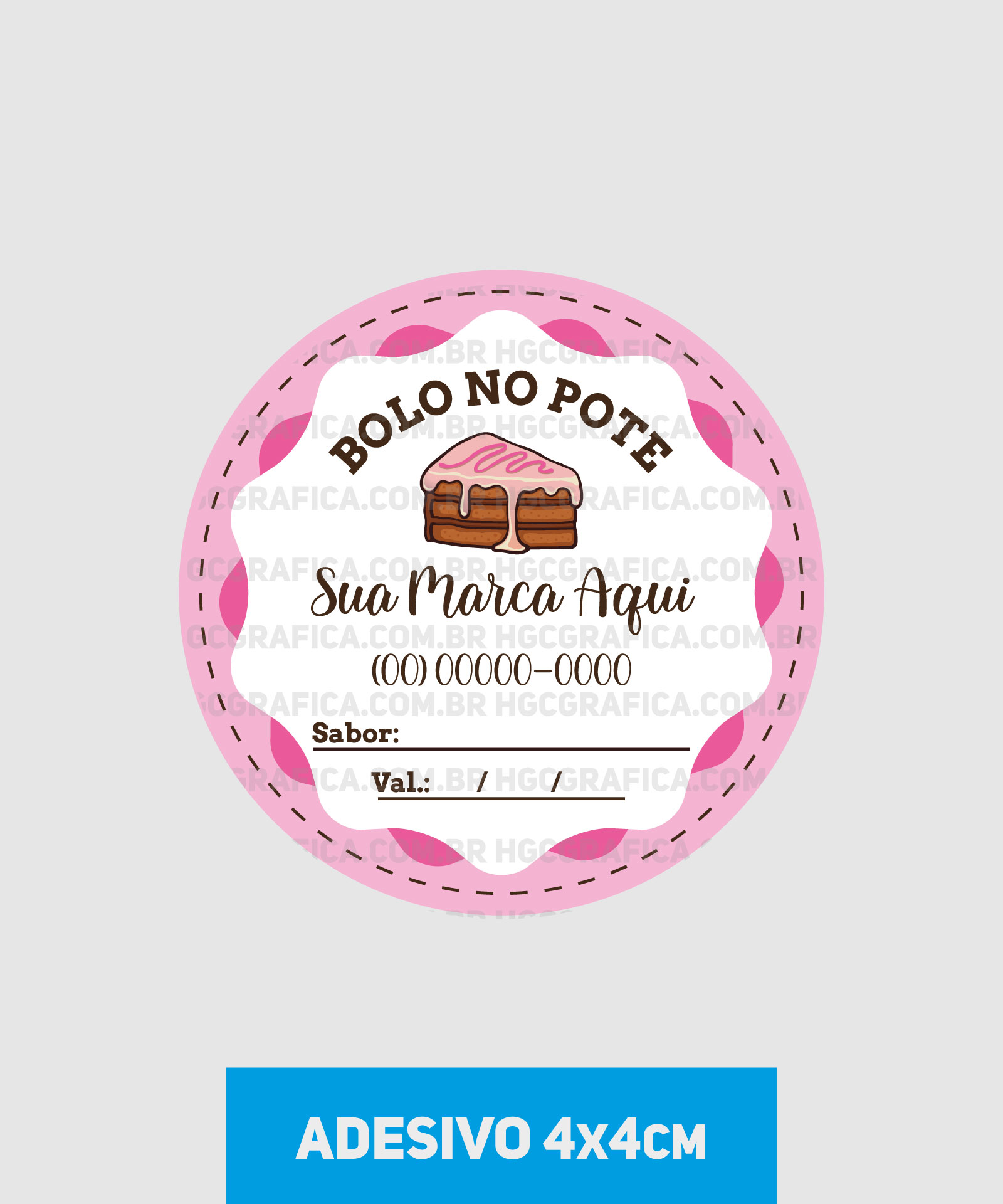 Adesivo em Vinil para Bolo de Pote #01 | 4x4cm