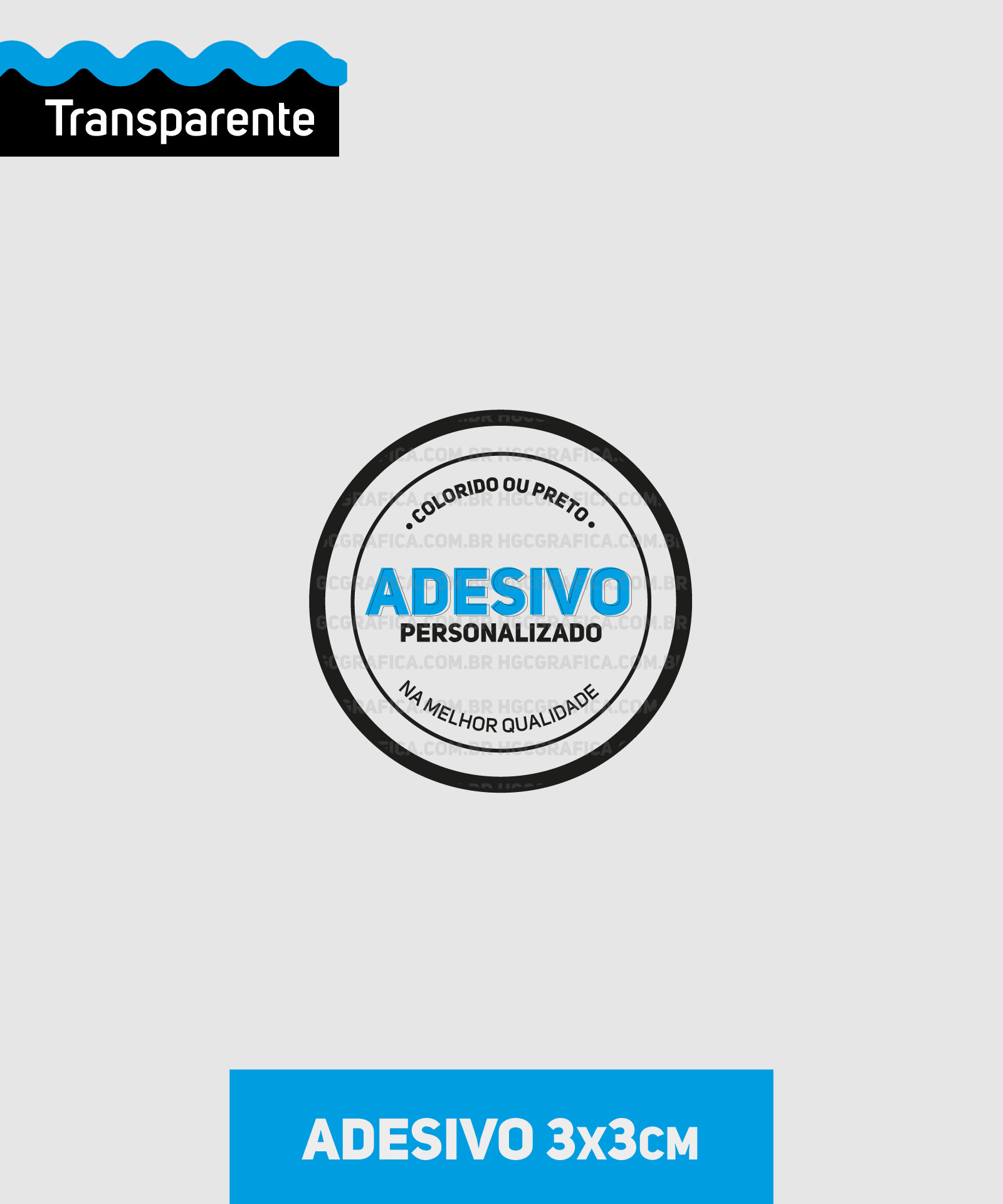 Adesivo em Vinil Transparente 3x3cm