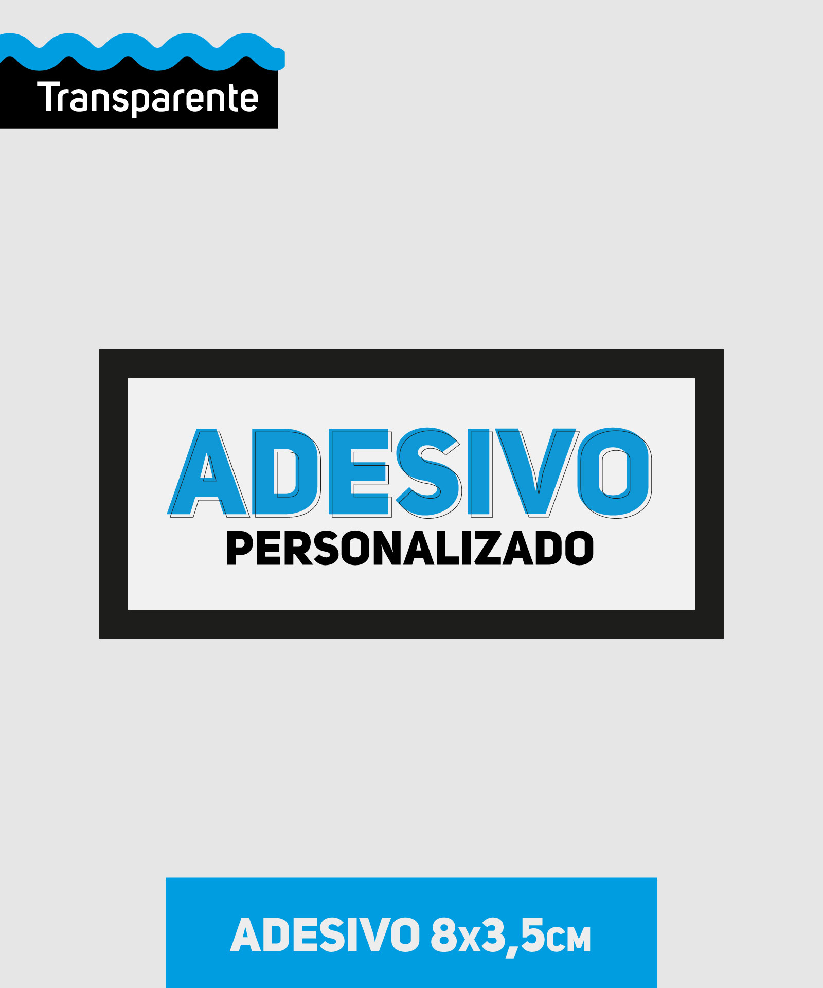 Adesivo em Vinil Transparente 8x3,5cm
