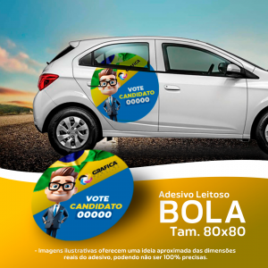 Adesivo Leitoso Bola Política Tam. 80x80cm Tam. 80x80cm Leitoso (Plástico) 4x0 Brilho Corte Especial Valor exclusivamente para material de política