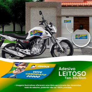Adesivo Leitoso Política Tam. 30x10 Tam. 30x10cm Leitoso (Plástico) 4x0 Brilho Corte Reto Valor exclusivamente para material de política