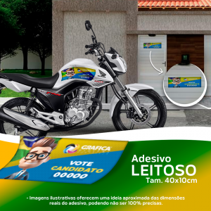 Adesivo Leitoso Política Tam. 40x10 Tam. 40x10cm Leitoso (Plástico) 4x0 Brilho Corte Reto Valor exclusivamente para material de política