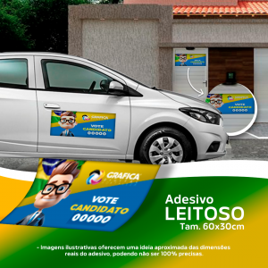 Adesivo Leitoso Política Tam. 60x30cm Tam. 60x30cm Leitoso (Plástico) 4x0 Brilho Corte Reto Valor exclusivamente para material de política