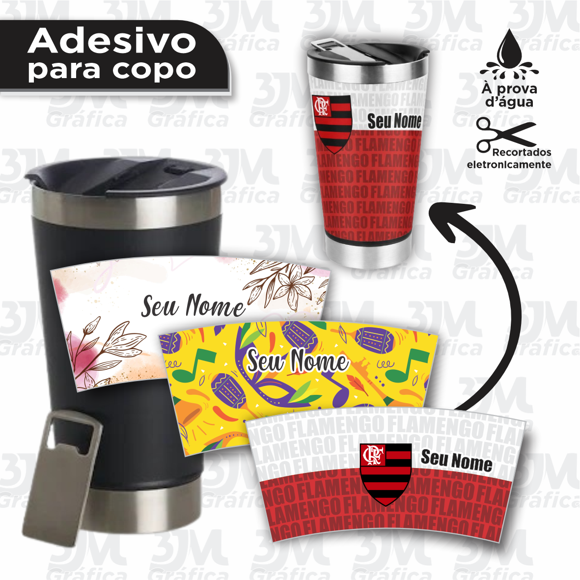 Adesivo para copo térmico 30x14cm Adesivo Vinil