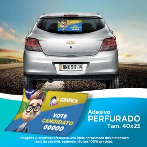 Adesivo Perfurado Política Tam. 40x25 Tam. 40x25cm Perfurado 4x0 Brilho Corte Reto Valor exclusivamente para material de política
