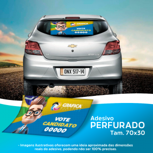 Adesivo Perfurado Política Tam. 70x30cm Tam. 70x30cm Perfurado 4x0 Brilho Corte Reto Valor exclusivamente para material de política