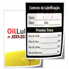 Adesivos Troca de Oleo Vinil Transparente com Tinta Branca 330X480MM - 4X1