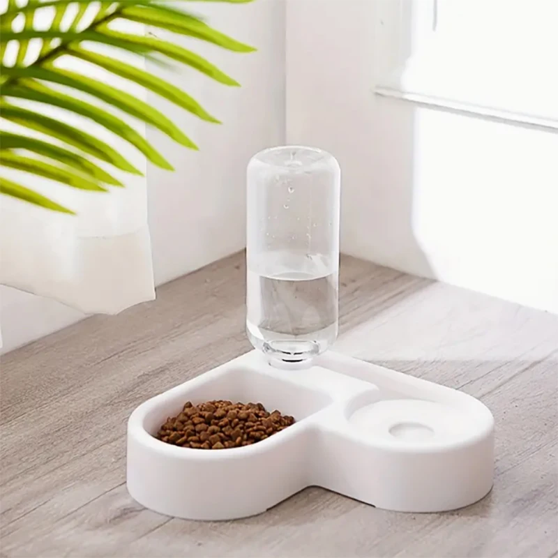 Alimentador Automático com Tigelas Duplas para Cães e Gatos e Garrafa de Água Prática