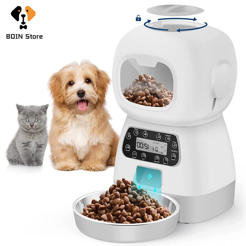Alimentador Automático Cronometrado para Pets 3.5L - Dispenser Programável Ideal para Gatos e Pequenos Animais de Estimação