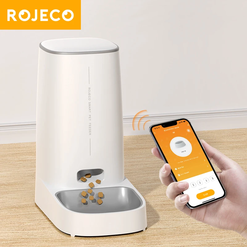 Alimentador Automático de Ração para Pets ROJECO com Controle Remoto e Wi-Fi Inteligente