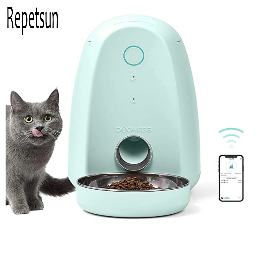 Alimentador Automático Inteligente 2 em 1 para Gatos e Cães com Controle Remoto, Wi-Fi e Monitoramento por Vídeo