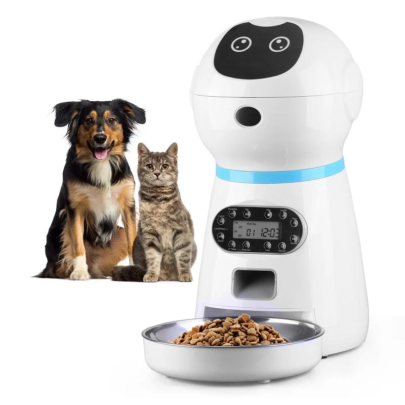 Alimentador Automático Inteligente para Animais de Estimação com Registro de Voz e Temporizador, Tela LCD e Design em Aço Inoxidável para Cães e Gatos