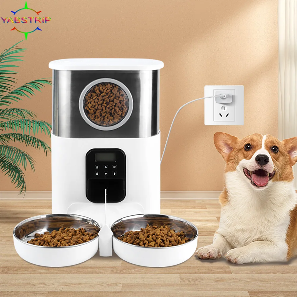 Alimentador Automático Inteligente para Gatos e Cães com Timer, Dispenser Elétrico de Ração Seca 3.5L e 4.5L