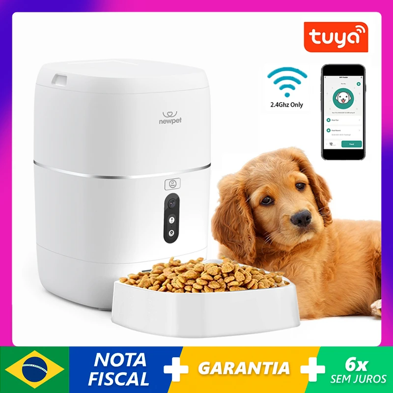 Alimentador Automático Inteligente WiFi 6L para Cães e Gatos com Controle pelo App Tuya