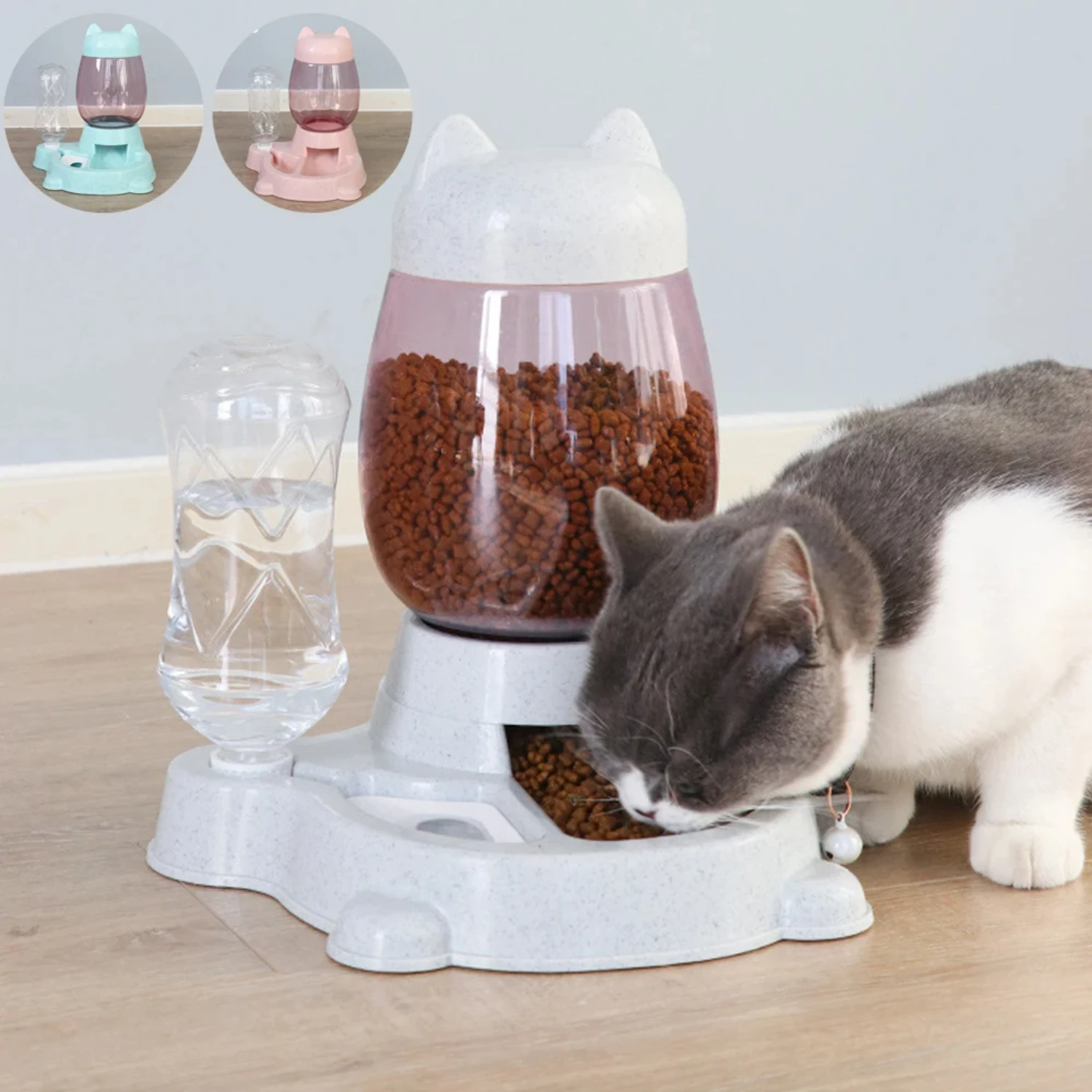 Alimentador Automático para Cães e Gatos com Dispensa de Comida e Água - Capacidade de 2,2 Litros