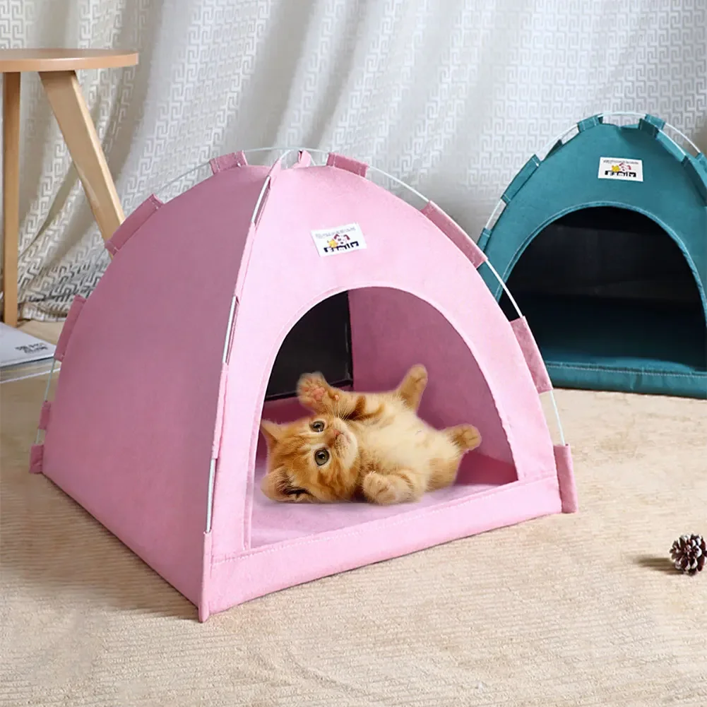 Almofada aquecida para pets: tenda confortável para gatos e acessórios de inverno
