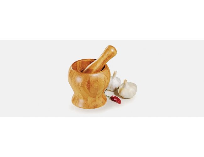 Amassador De Temperos Em Bambu Pilão 14Cm