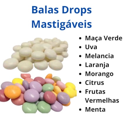 Bala Drops Mastigáveis Embalagem Personalizada - DROPS