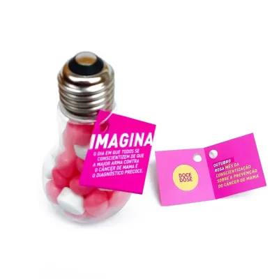 Balas Personalizadas em Lampada Outubro Rosa