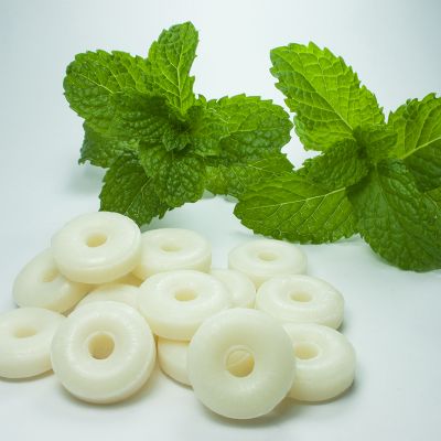 Balas promocionais sabor menta formato rosquinha