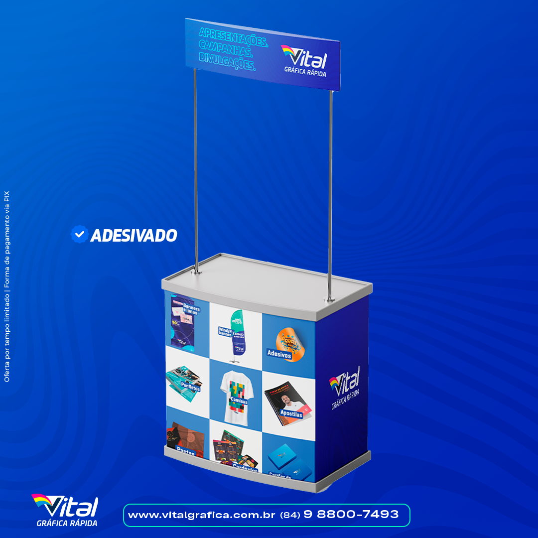 Balcão Promocional Vendas Desmontável Stand ADESIVADO/PERSONALIZADO