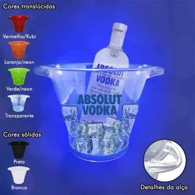 Balde de Gelo 45l Plastico em Ppps Cristal Personalizado