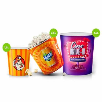 Balde de Pipoca 1,5L/ 2,6L/ 4,2L. Especificacoes Altura: 155mm Largura: 132mm Diâmetro: 170mm Pes...