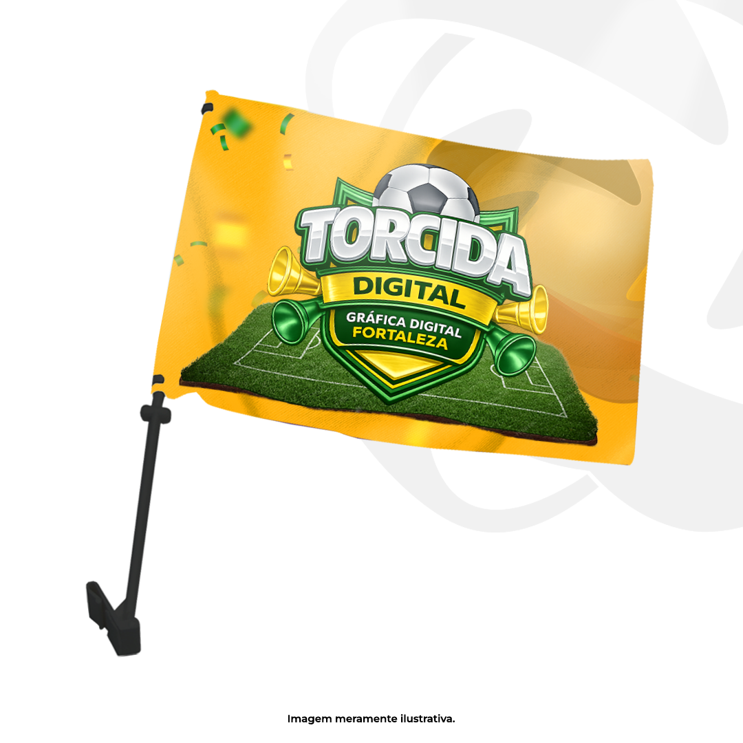 Bandeira para Vidro de Carro Tam. 40x28cm Tecido Tactel 4x0 Corte Reto