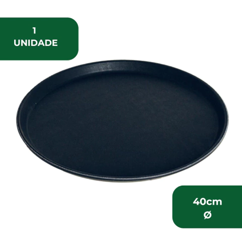 Bandeja de Garçom 40cm Ø Antiderrapante para Servir Redonda