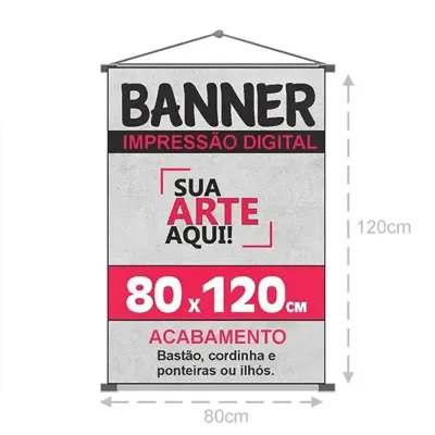 Banner Personalizado 120x80cm em Lona 440g