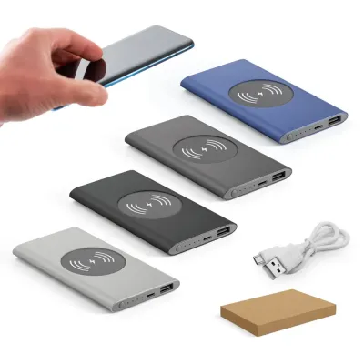 Bateria Portatil Com Carregador Por Inducao em Aluminio