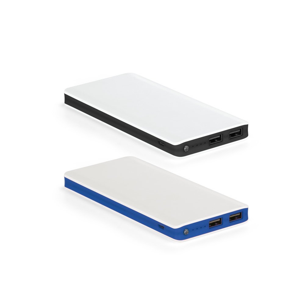 Bateria portátil em ABS com LED e capacidade de 10'000 mAh -