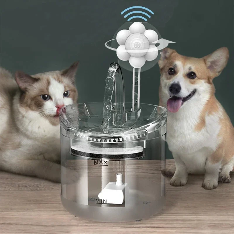 Bebedouro Inteligente de 2 Litros com Sensor Automático - Dispensador de Água para Gatos e Animais de Estimação