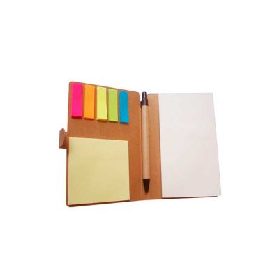 Bloco de Anotacao Personalizado Feito de Material Ecologico Com Sticky Notes Coloridos e Caneta Eco