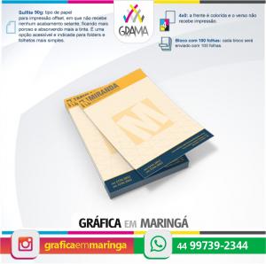 Bloco de Anotações 21x29,7cm 21 x 29,7 cm Sulfite 90g 4x0 Sem revestimento Bloco com 100 folhas
