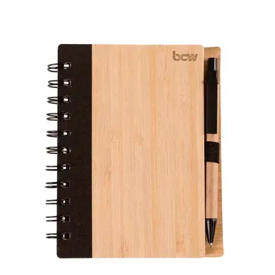 Bloco de Anotacoes Bambu Com Caneta