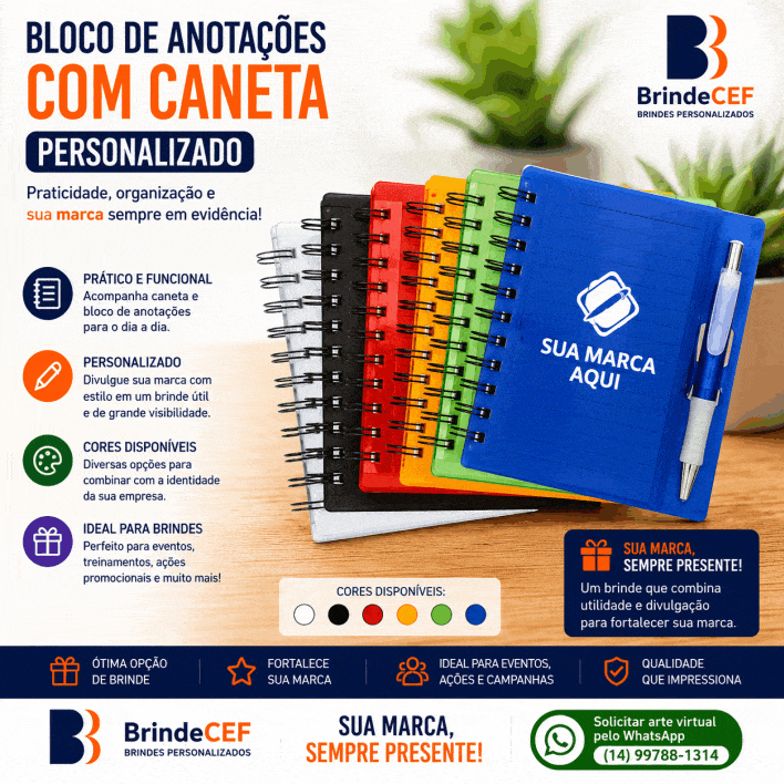 Bloco de Anotações Caneta Personalizada um lindo brinde