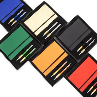 Bloco de Anotações com Autoadesivos, caneta e lapiseira - opções de cores