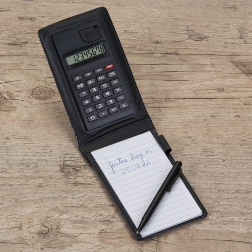Bloco de anotações com calculadora e caneta personalizado — foto 2