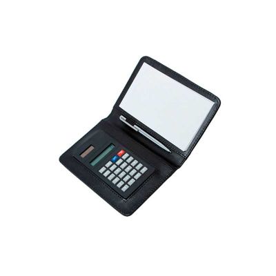 Bloco de Anotacoes Com Calculadora Mini Caneta em Estojo de Material Sintetico Simples e Elegante