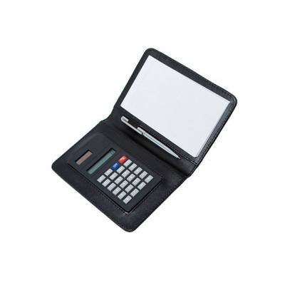 Bloco de Anotacoes Com Calculadora Mini Caneta em Estojo de Material Sintetico Simples e Elegante