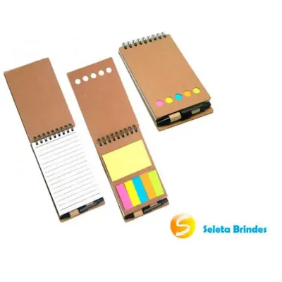 Bloco de Anotacoes Ecologico Comsticky Notes e Marcadores de Paginas e Caneta