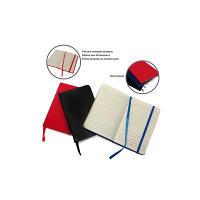 Bloco de Anotacoes Personalizado Com 80 Folhas Pautadas Capa Dura e Elastico Para Fechamento Faca