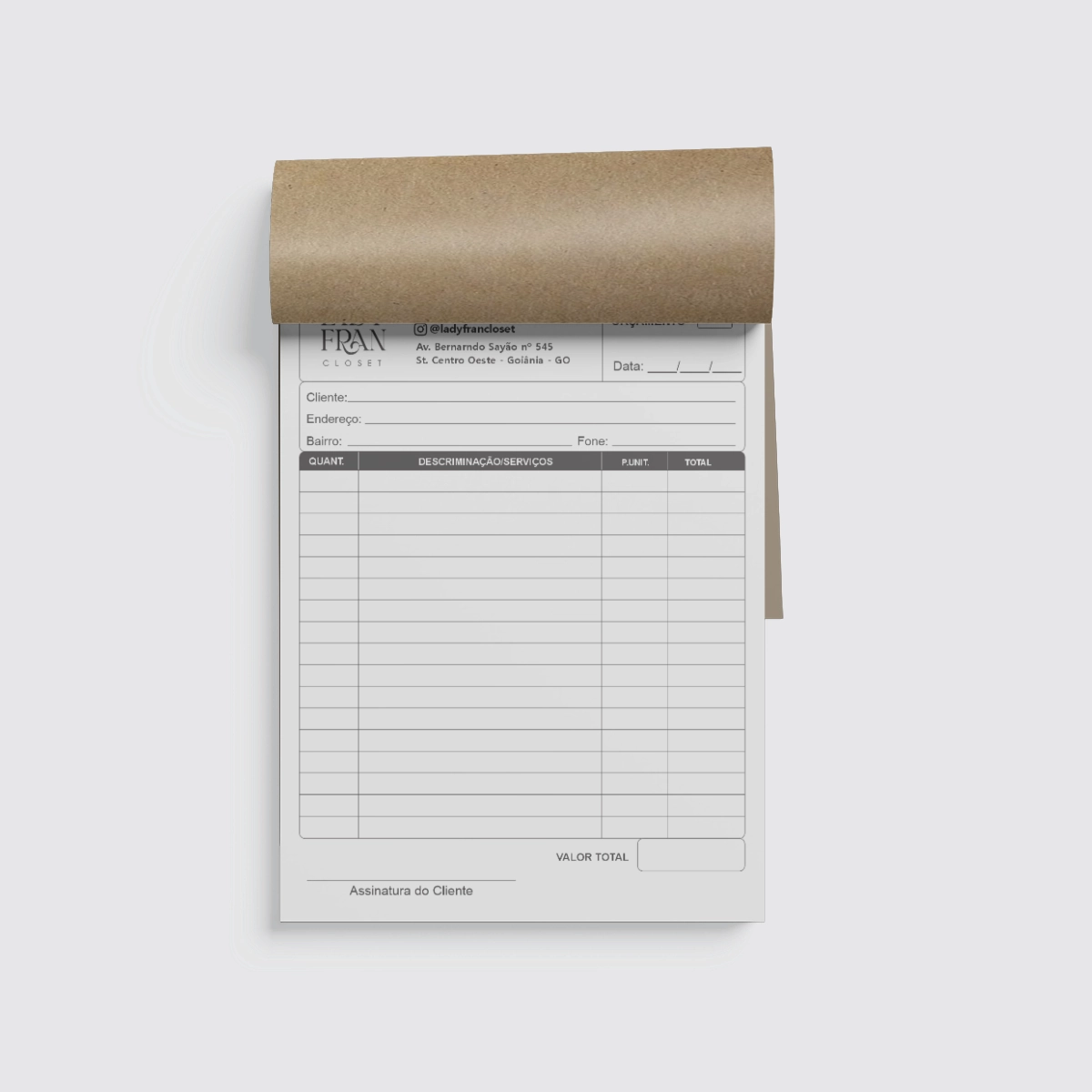 Bloco de Pedido Personalizado 1 via