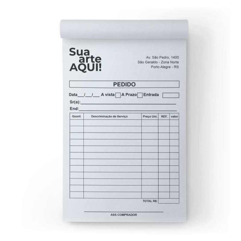 Bloco de Pedido Personalizado