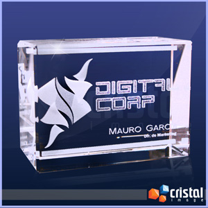 Bloco em Cristal Gravacao a Laser em 2d ou 3d