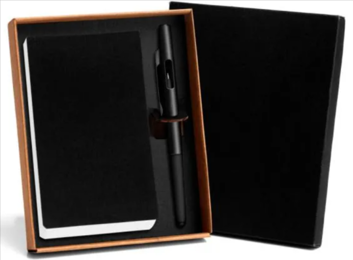 Bloco para Anotações Preto com Caneta e Caixa - Personalizada